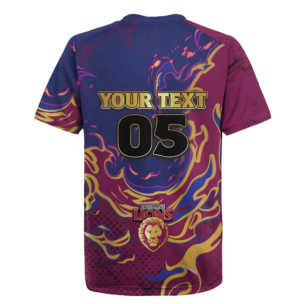 Custom Brisbane Maroon Rugby Jersey Lions Blazing Fire