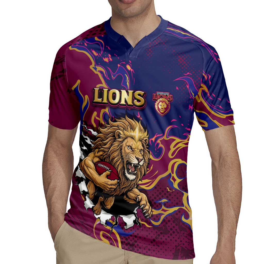 Custom Brisbane Maroon Rugby Jersey Lions Blazing Fire