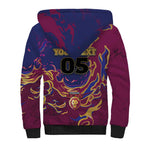 Custom Brisbane Maroon Sherpa Hoodie Lions Blazing Fire