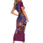Custom Brisbane Maroon Short Sleeve Bodycon Dress Lions Blazing Fire