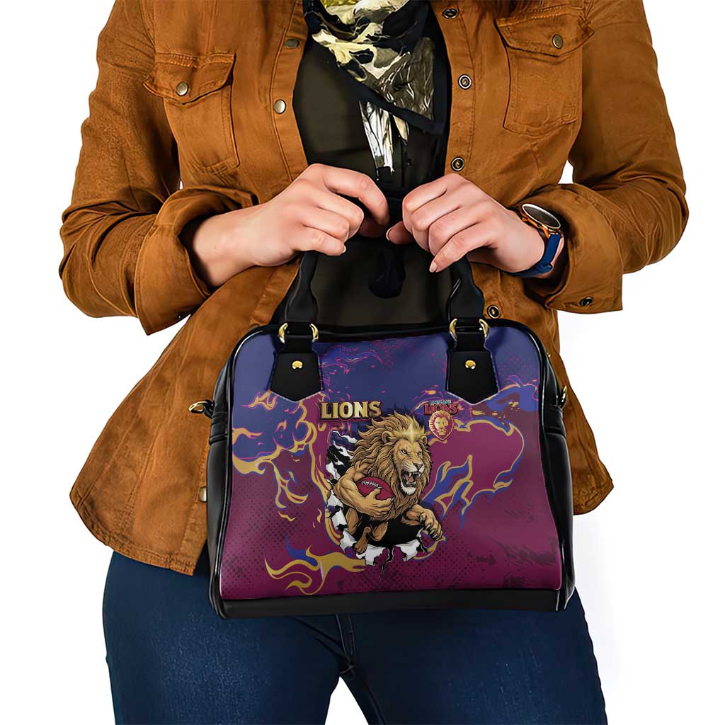 Brisbane Maroon Shoulder Handbag Lions Blazing Fire