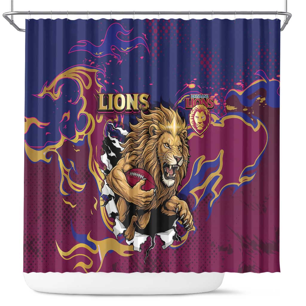 Brisbane Maroon Shower Curtain Lions Blazing Fire