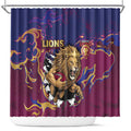Brisbane Maroon Shower Curtain Lions Blazing Fire