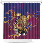 Brisbane Maroon Shower Curtain Lions Blazing Fire