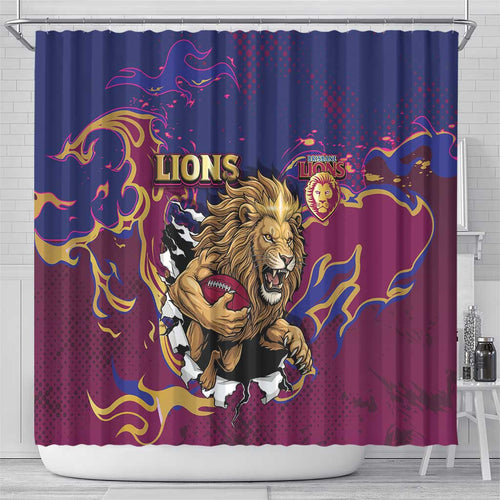 Brisbane Maroon Shower Curtain Lions Blazing Fire
