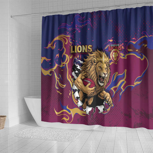 Brisbane Maroon Shower Curtain Lions Blazing Fire