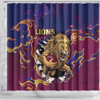 Brisbane Maroon Shower Curtain Lions Blazing Fire