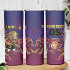 Custom Brisbane Maroon Skinny Tumbler Lions Blazing Fire