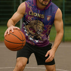 Custom Brisbane Maroon Sleeveless Hoodie Lions Blazing Fire