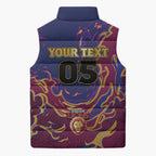 Custom Brisbane Maroon Sleeveless Puffer Jacket Lions Blazing Fire