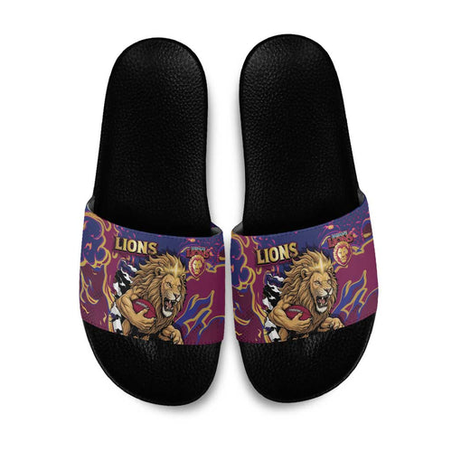 Brisbane Maroon Slide Sandals Lions Blazing Fire