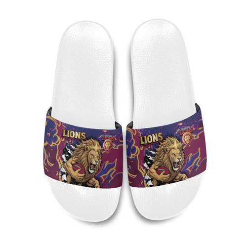 Brisbane Maroon Slide Sandals Lions Blazing Fire