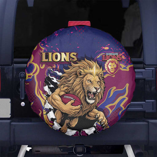 Brisbane Maroon Spare Tire Cover Lions Blazing Fire