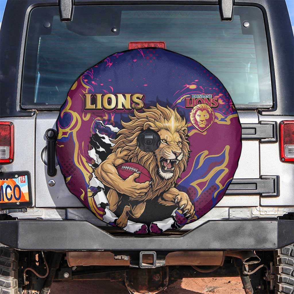 Brisbane Maroon Spare Tire Cover Lions Blazing Fire