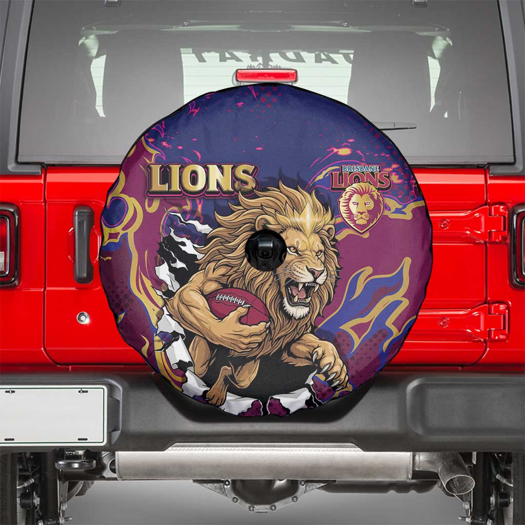 Brisbane Maroon Spare Tire Cover Lions Blazing Fire