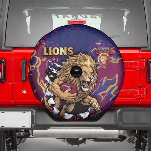Brisbane Maroon Spare Tire Cover Lions Blazing Fire