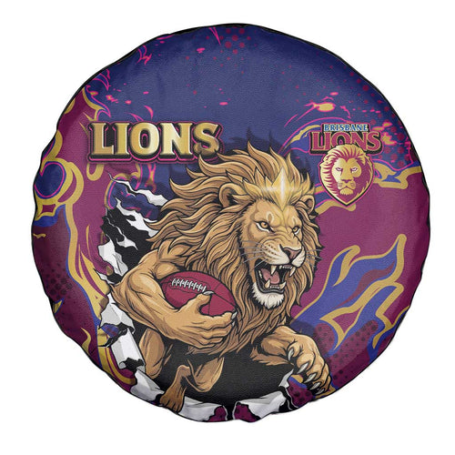 Brisbane Maroon Spare Tire Cover Lions Blazing Fire