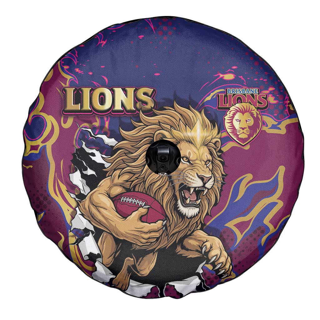 Brisbane Maroon Spare Tire Cover Lions Blazing Fire
