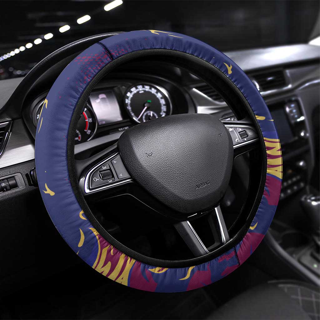 Brisbane Maroon Steering Wheel Cover Lions Blazing Fire