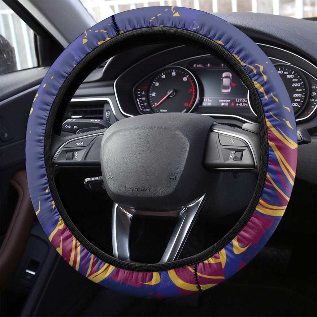 Brisbane Maroon Steering Wheel Cover Lions Blazing Fire