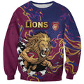 Custom Brisbane Maroon Sweatshirt Lions Blazing Fire