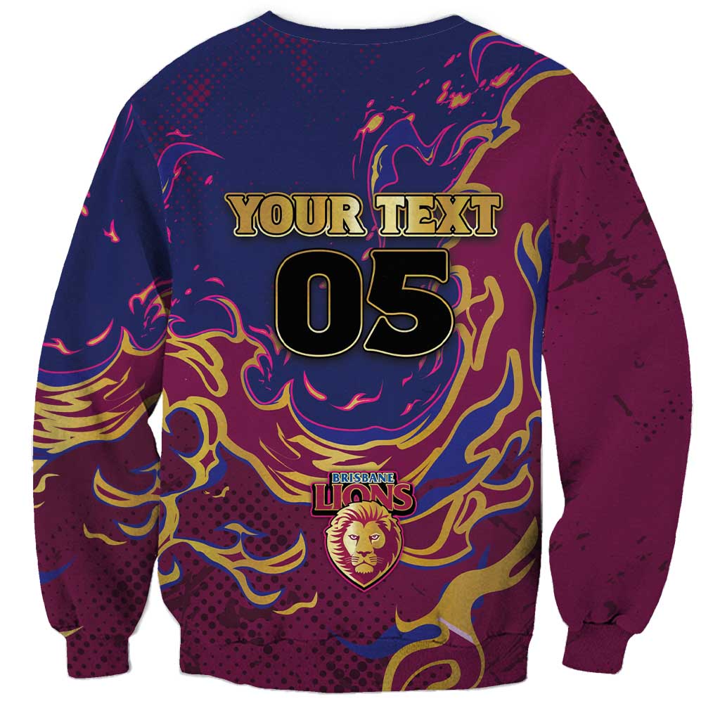 Custom Brisbane Maroon Sweatshirt Lions Blazing Fire