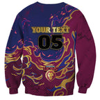 Custom Brisbane Maroon Sweatshirt Lions Blazing Fire