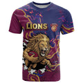 Custom Brisbane Maroon T Shirt Lions Blazing Fire