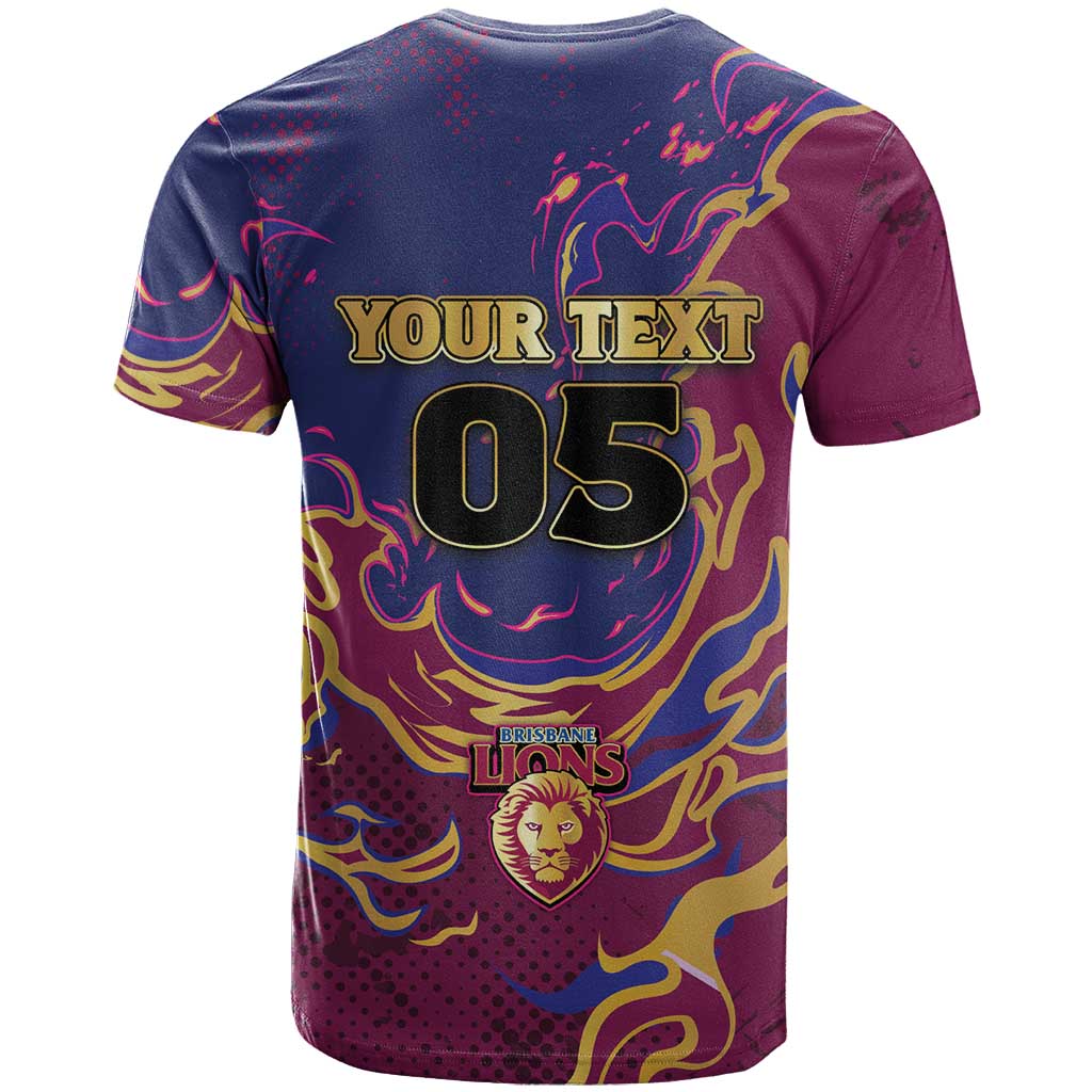 Custom Brisbane Maroon T Shirt Lions Blazing Fire