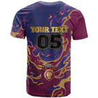 Custom Brisbane Maroon T Shirt Lions Blazing Fire