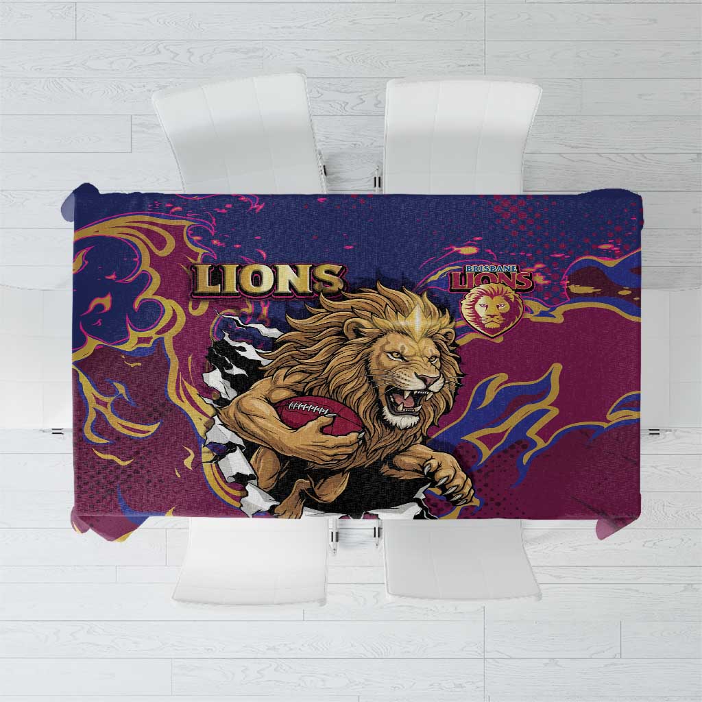 Brisbane Maroon Tablecloth Lions Blazing Fire