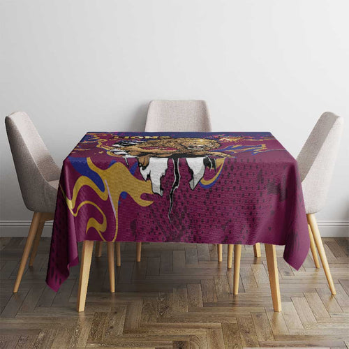 Brisbane Maroon Tablecloth Lions Blazing Fire