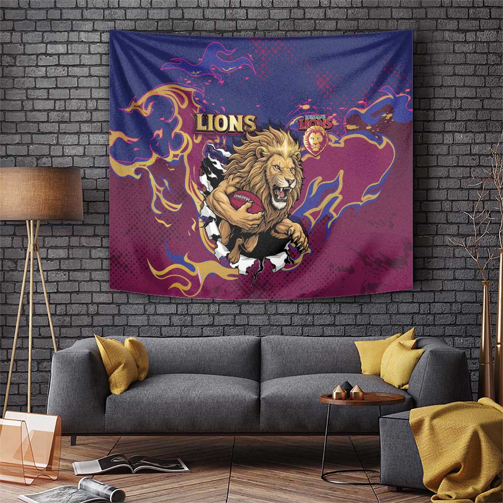 Brisbane Maroon Tapestry Lions Blazing Fire