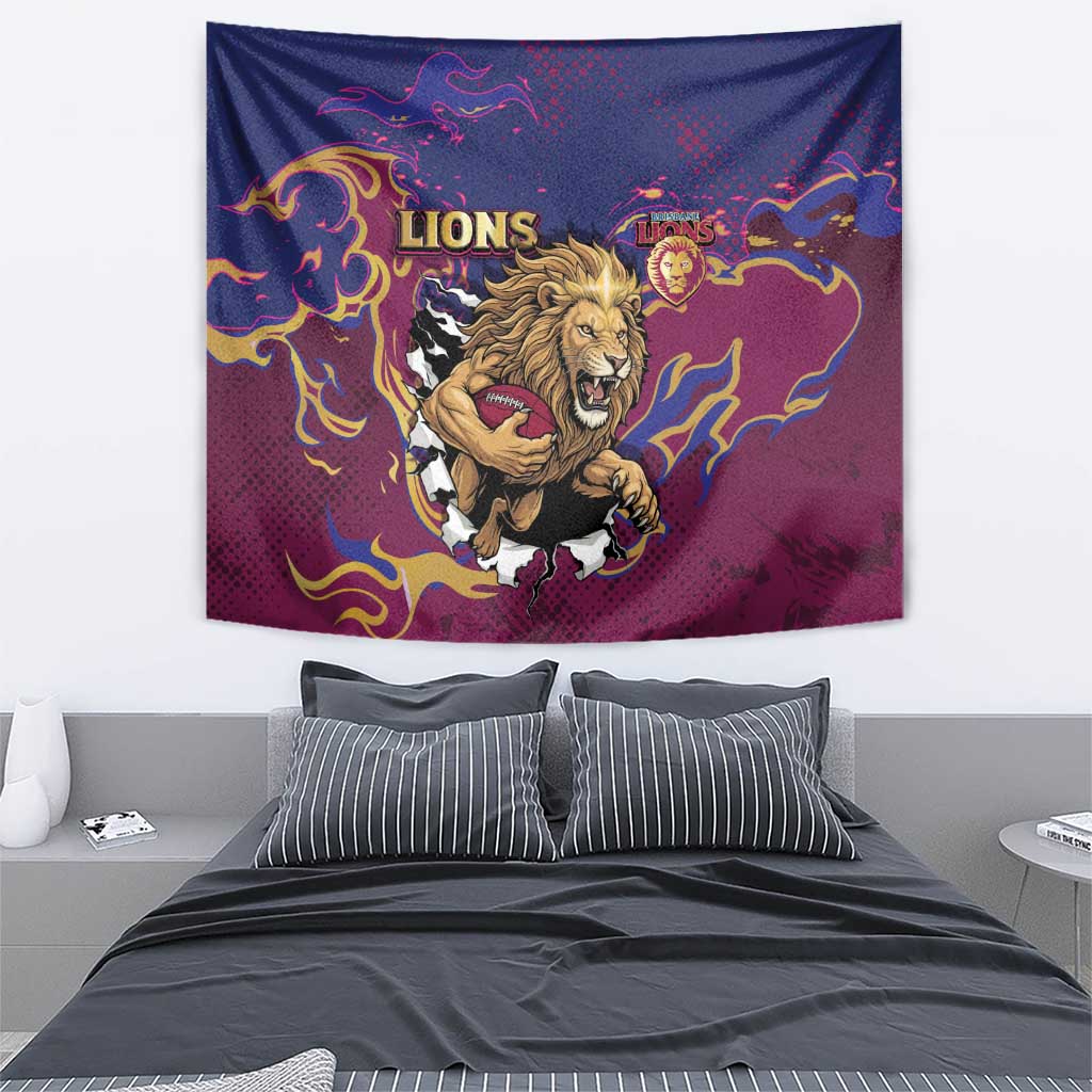 Brisbane Maroon Tapestry Lions Blazing Fire