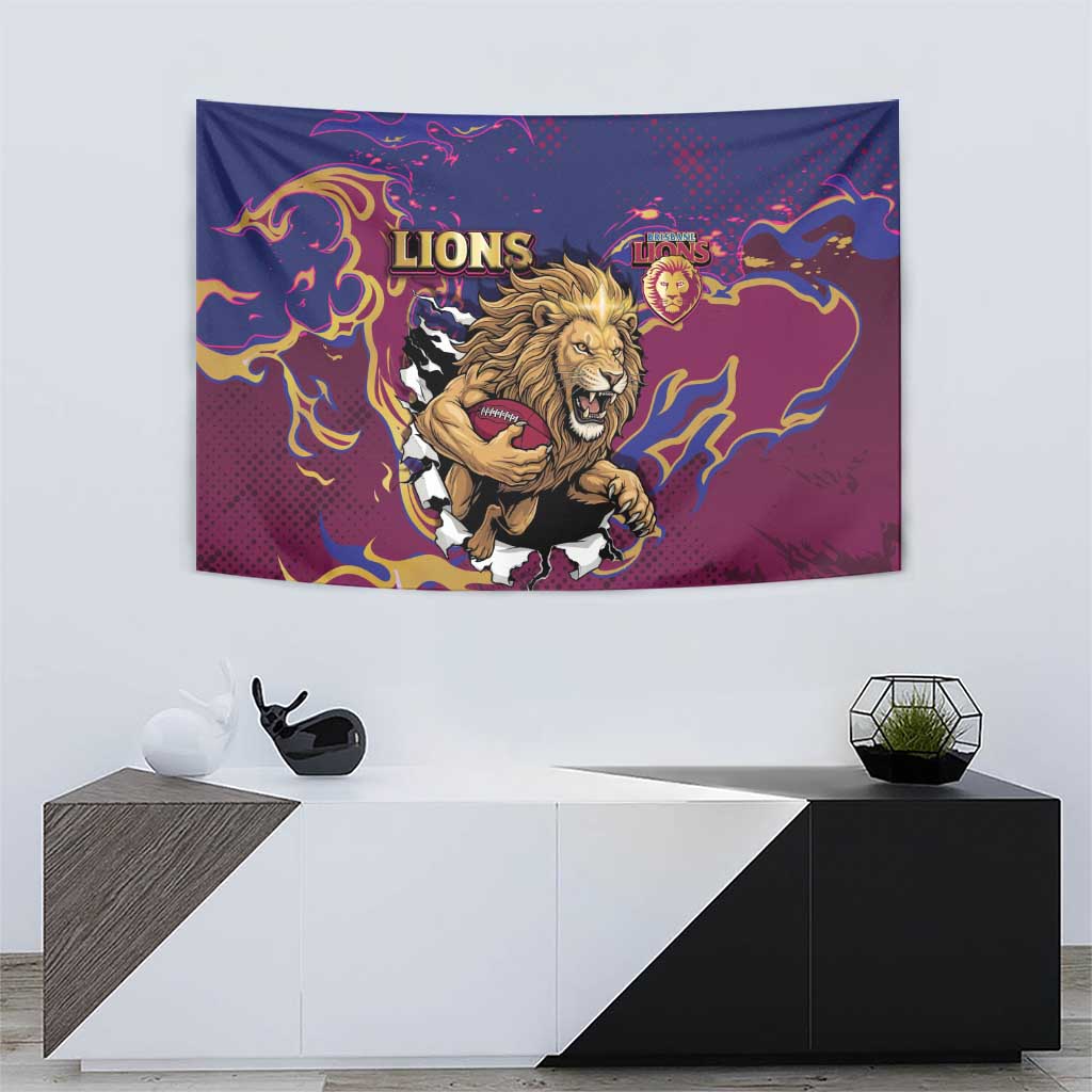 Brisbane Maroon Tapestry Lions Blazing Fire