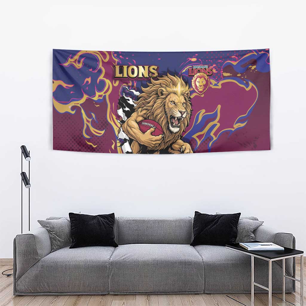 Brisbane Maroon Tapestry Lions Blazing Fire