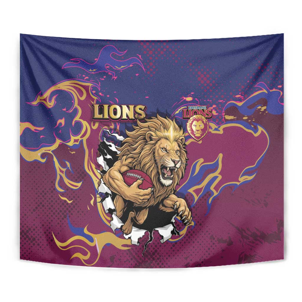 Brisbane Maroon Tapestry Lions Blazing Fire