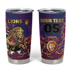 Custom Brisbane Maroon Tumbler Cup Lions Blazing Fire