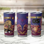 Custom Brisbane Maroon Tumbler Cup Lions Blazing Fire
