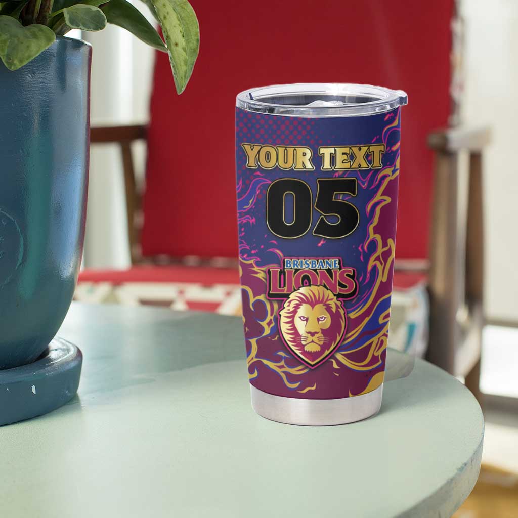 Custom Brisbane Maroon Tumbler Cup Lions Blazing Fire
