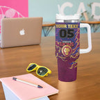 Custom Brisbane Maroon Tumbler With Handle Lions Blazing Fire