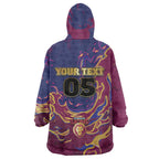 Custom Brisbane Maroon Wearable Blanket Hoodie Lions Blazing Fire