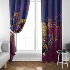 Brisbane Maroon Window Curtain Lions Blazing Fire