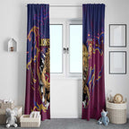 Brisbane Maroon Window Curtain Lions Blazing Fire