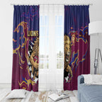Brisbane Maroon Window Curtain Lions Blazing Fire