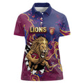 Custom Brisbane Maroon Women Polo Shirt Lions Blazing Fire