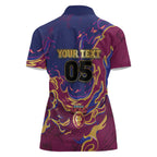 Custom Brisbane Maroon Women Polo Shirt Lions Blazing Fire