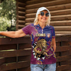 Custom Brisbane Maroon Women Polo Shirt Lions Blazing Fire