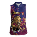 Custom Brisbane Maroon Women Sleeveless Polo Shirt Lions Blazing Fire