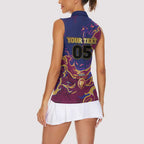 Custom Brisbane Maroon Women Sleeveless Polo Shirt Lions Blazing Fire
